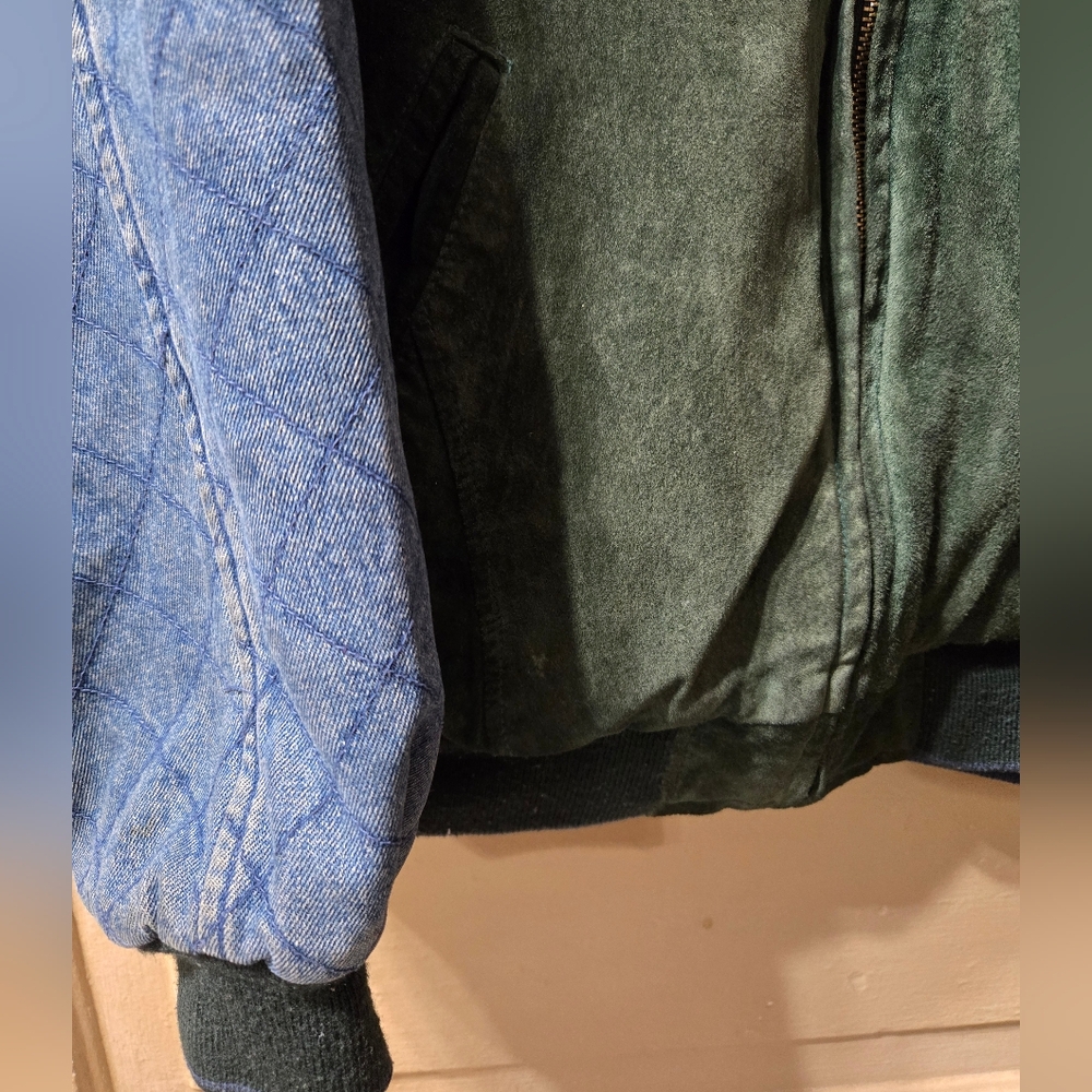 Arizona Jean Company Vintage Genuine Leather Quilted Arm Trucker Jacket GUC - Picture 7 of 9